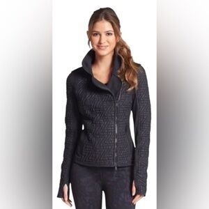 Zella Moto Jacket XS Women’s Black Athletic Zip Up Stretch Thumbholes Pockets